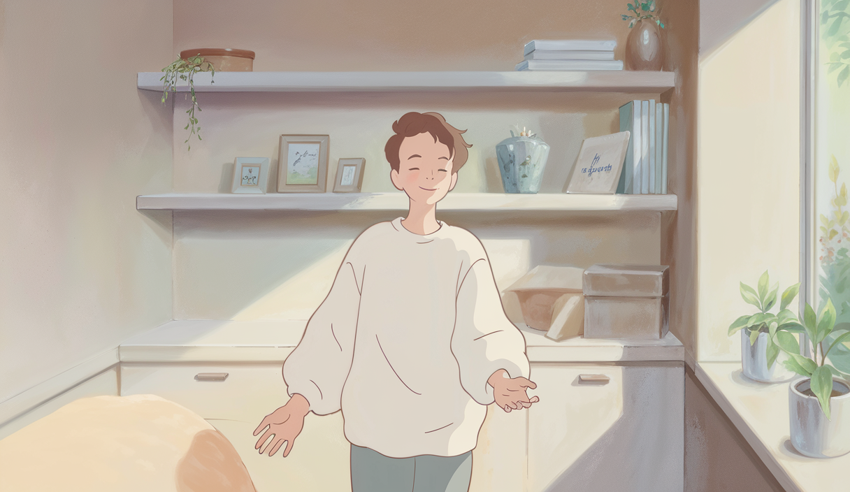 Une illustration représentant le désencombrement pour le bien-être psychologique