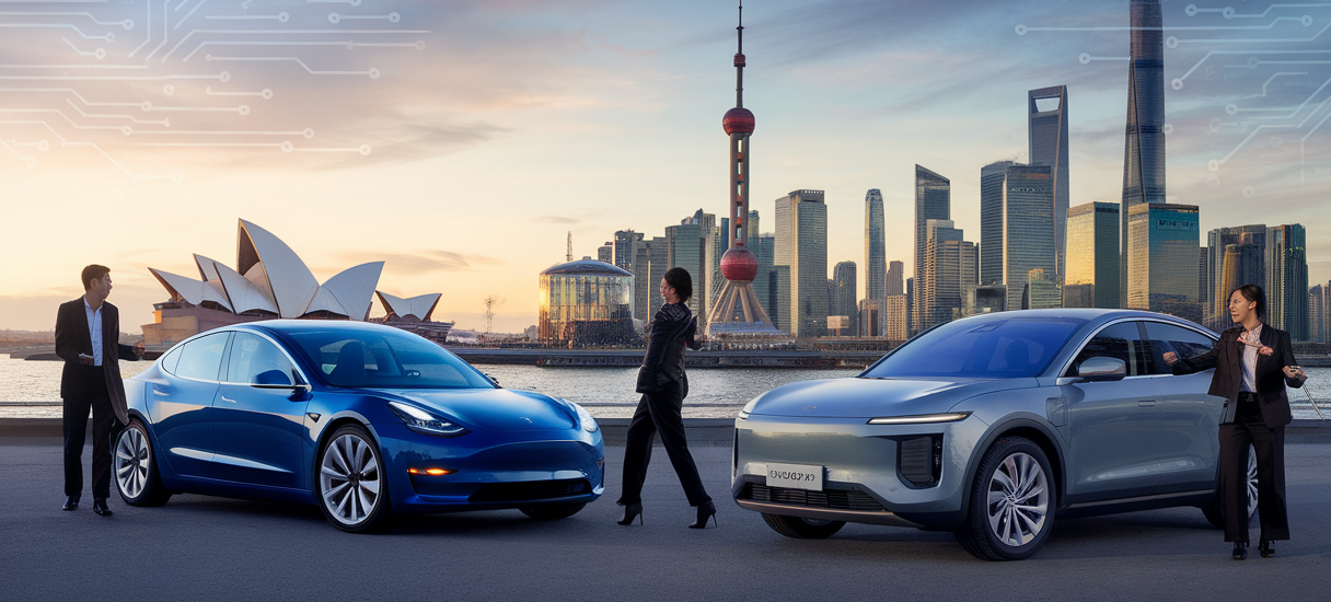 Voitures électriques en Norvège et Chine symbolisant l'adoption durable