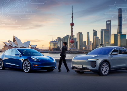 Voitures électriques en Norvège et Chine symbolisant l'adoption durable