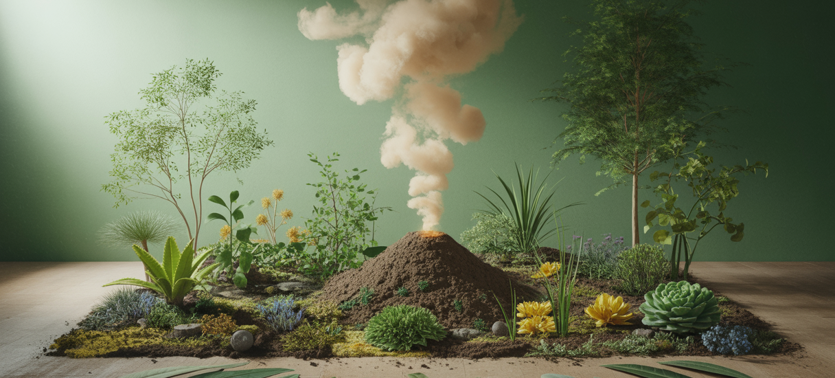 Illustration détaillée de l'effet du compost sur la fertilité du sol et le jardinage durable.