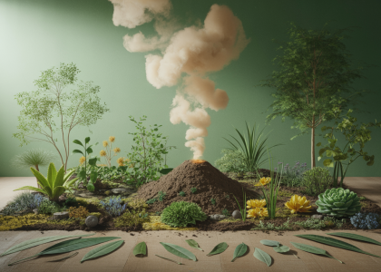 Illustration détaillée de l'effet du compost sur la fertilité du sol et le jardinage durable.