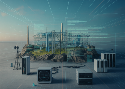 Illustration hyper-détaillée de la cyber sécurité énergétique en Europe