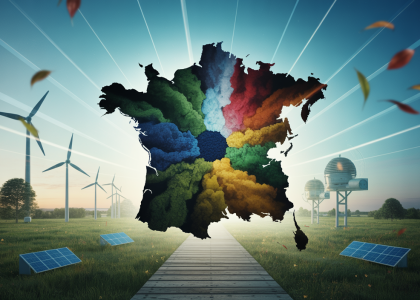 Illustration de la politique énergétique européenne centrée sur la France, l'Allemagne et l'Autriche.
