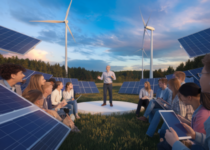 Image illustrant l'importance de l'éducation écologique et les défis des énergies renouvelables
