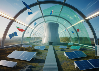 Représentation artistique de l'énergie nucléaire en tant que solution de transition en Europe