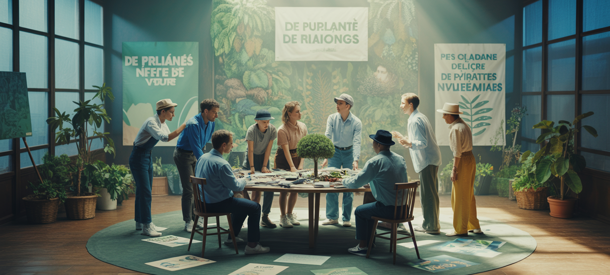 Personnes collaborant pour soutenir une association écologique