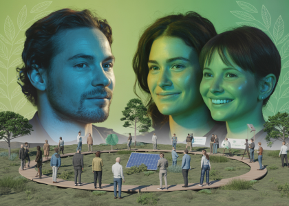 Illustration dynamique et engageante des événements en France en 2025 mettant l'accent sur le développement durable.