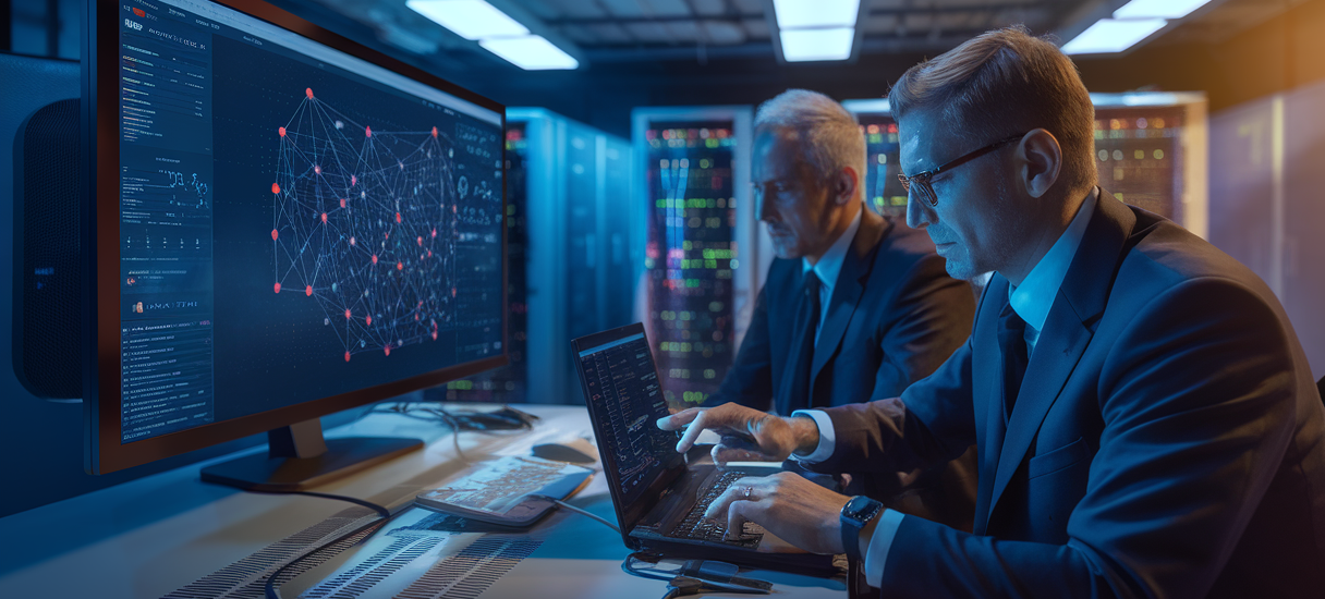 Illustration d'experts analysant les effondrements des réseaux et les black-out