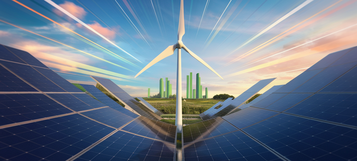 Illustration vibrante des innovations en énergies renouvelables