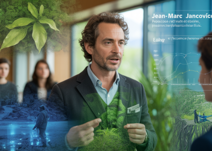 Illustration de Jean-Marc Jancovici sensibilisant à l'écologie en 2025