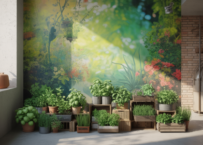 Potager urbain compact et florissant dans un espace restreint