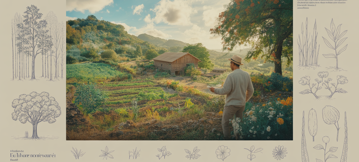 Illustration de la biodiversité et de l'agriculture durable pour la résilience écologique