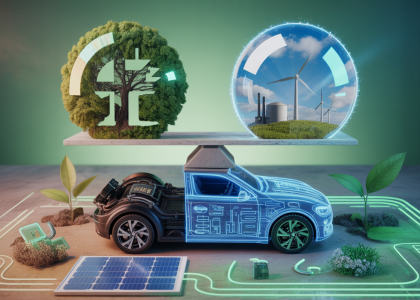 Illustration de l'impact écologique des batteries.