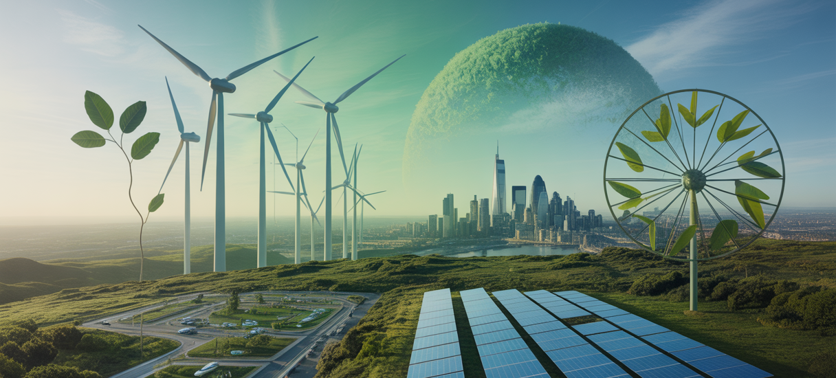 Illustration de la transition vers une économie bas carbone au Royaume-Uni avec des innovations énergétiques