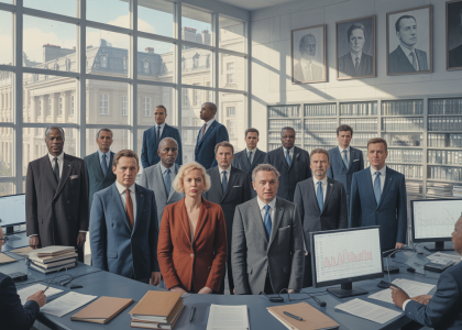 Illustration représentant une enquête révélant les liens obscurs entre acteurs politiques et entreprises énergétiques, symbolisant des enjeux de transparence et gouvernance